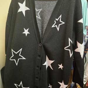 Torrid Black and White Star Cardigan
